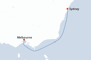 Carte itinéraire croisière Australie - 2 jours au départ de Sydney - Australie Nouvelle Zélande