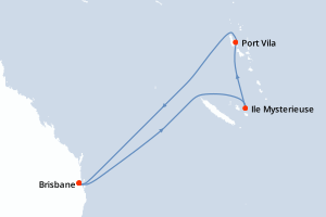 carte itinéraire croisière Australie Nouvelle Zélande 7 jours au départ du port de Brisbane