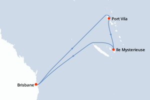carte itinéraire croisière Australie Nouvelle Zélande 7 jours au départ du port de Brisbane