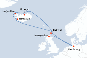 carte itinéraire croisière Europe du Nord 11 jours au départ du port de Hambourg