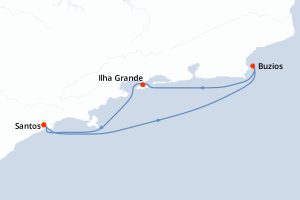 carte itinéraire croisière Amérique du Sud 4 jours au départ du port de Santos