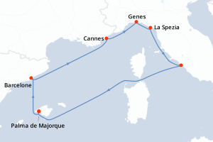 carte itinéraire croisière Iles Baleares 7 jours au départ du port de Palma de Majorque