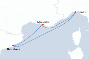 carte itinéraire croisière Méditerranée 4 jours au départ du port de Marseille
