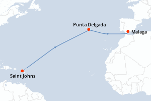 Carte itinéraire croisière Méditerranée - 20 jours au départ de Saint Johns - Transatlantique