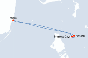 Carte itinéraire croisière États-Unis, Bahamas - 4 jours au départ de Miami - Caraïbes Bahamas