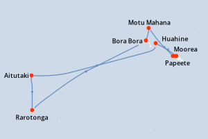 Carte de l'itinéraire de croisière Papeete-Papeete d'une durée de 11 jours