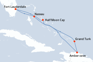 carte itinéraire croisière Caraïbes Bahamas 7 jours au départ du port de Fort Lauderdale