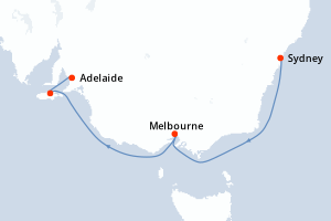 Carte itinéraire croisière Australie - 5 jours au départ de Sydney - Australie Nouvelle Zélande