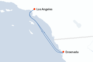 Carte itinéraire croisière Mexique, Etats-Unis - 3 jours au départ de Los Angeles - Riviera Mexicaine