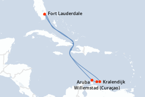 carte itinéraire croisière Caraïbes Bahamas 8 jours au départ du port de Fort Lauderdale