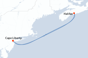 carte itinéraire croisière Amérique du Nord 4 jours au départ du port de Cape Liberty