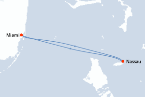 carte itinéraire croisière Caraïbes Bahamas 3 jours au départ du port de Miami