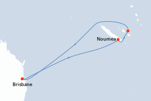 carte itinéraire croisière Australie Nouvelle Zélande 7 jours au départ du port de Brisbane