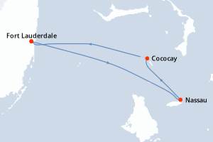 carte itinéraire croisière Caraïbes Bahamas 4 jours au départ du port de Fort Lauderdale