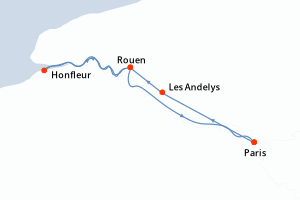 carte itinéraire croisière Seine 4 jours au départ du port de Paris