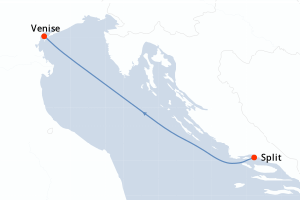 carte itinéraire croisière Adriatique 1 jour au départ du port de Split