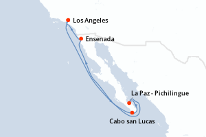 carte itinéraire croisière Riviera Mexicaine 7 jours au départ du port de Los Angeles