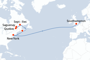 carte itinéraire croisière Europe du Nord 14 jours au départ du port de Quebec