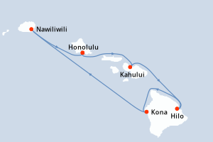 carte itinéraire croisière Hawaii 7 jours au départ du port de Honolulu