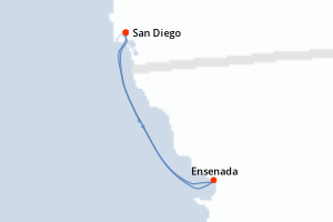 Carte itinéraire croisière Mexique, Etats-Unis - 3 jours au départ de San Diego - Riviera Mexicaine