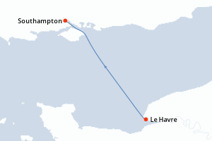 carte itinéraire croisière Europe du Nord 1 jour au départ du port de Le Havre