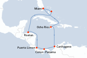 carte itinéraire croisière Caraïbes Bahamas 11 jours au départ du port de Miami