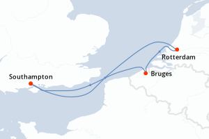 Carte de l'itinéraire de croisière Southampton-Southampton d'une durée de 4 jours