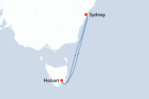 carte itinéraire croisière Australie Nouvelle Zélande 4 jours au départ du port de Sydney
