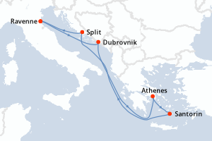 carte itinéraire croisière Adriatique 7 jours au départ du port de Ravenne