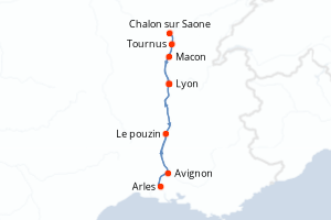 Carte de l'itinéraire de croisière Lyon-Lyon d'une durée de 7 jours