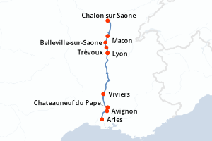Carte de l'itinéraire de croisière Lyon-Lyon d'une durée de 7 jours