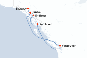 carte itinéraire croisière Alaska 7 jours au départ du port de Vancouver