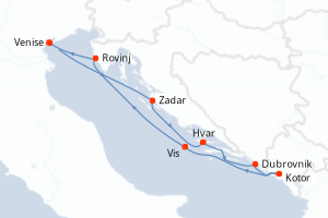 carte itinéraire croisière Adriatique 7 jours au départ du port de Venise