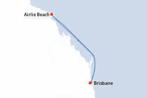Carte de l'itinéraire de croisière Brisbane-Brisbane d'une durée de 4 jours