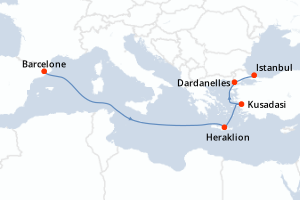 carte itinéraire croisière Méditerranée 7 jours au départ du port de Barcelone