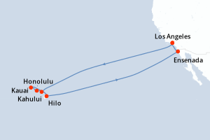 carte itinéraire croisière Riviera Mexicaine 14 jours au départ du port de Los Angeles