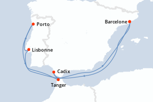 carte itinéraire croisière Méditerranée 9 jours au départ du port de Barcelone