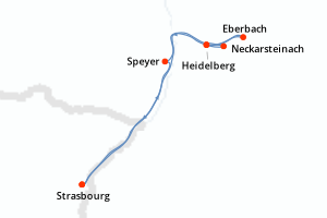 Carte de l'itinéraire de croisière Strasbourg-Strasbourg d'une durée de 4 jours