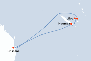 carte itinéraire croisière Australie Nouvelle Zélande 7 jours au départ du port de Brisbane