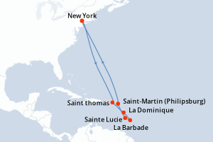 carte itinéraire croisière Amérique du Nord 12 jours au départ du port de New York