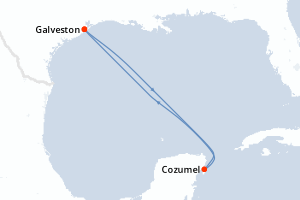 carte itinéraire croisière Caraïbes Mexique 4 jours au départ du port de Galveston