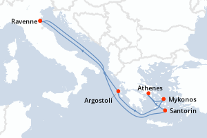 carte itinéraire croisière Adriatique 7 jours au départ du port de Ravenne