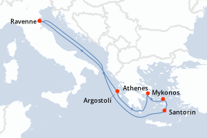 carte itinéraire croisière Adriatique 7 jours au départ du port de Ravenne