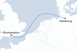 carte itinéraire croisière Europe du Nord 2 jours au départ du port de Hambourg