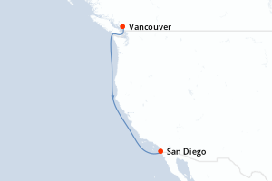 carte itinéraire croisière Alaska 4 jours au départ du port de Vancouver