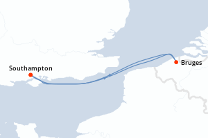 carte itinéraire croisière Europe du Nord 3 jours au départ du port de Southampton