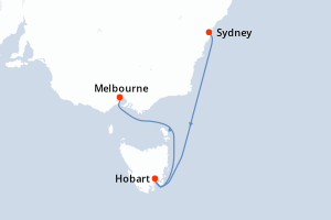carte itinéraire croisière Australie Nouvelle Zélande 4 jours au départ du port de Sydney