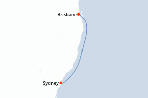 carte itinéraire croisière Australie Nouvelle Zélande 2 jours au départ du port de Brisbane
