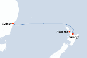 carte itinéraire croisière Australie Nouvelle Zélande 5 jours au départ du port de Sydney