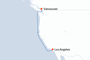 carte itinéraire croisière Amérique du Nord 4 jours au départ du port de Vancouver